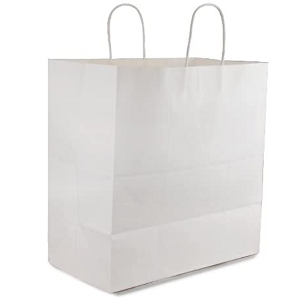 13x7x13" White Jr Mart Rope Handle Paper Shopping Bags (200/Case)
