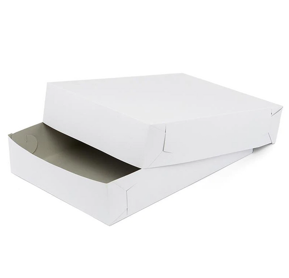 19.5x14x4" 1/2 Sheet 2 Piece White Bakery Cake Box (100/Pack)