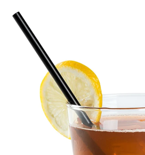 5.75" Black Unwrapped  Plastic Jumbo Cocktail Straws (10/250/Case)