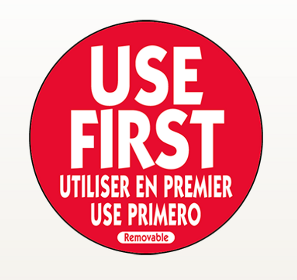 Red "Use First" Food Safety Labels (500/Roll)