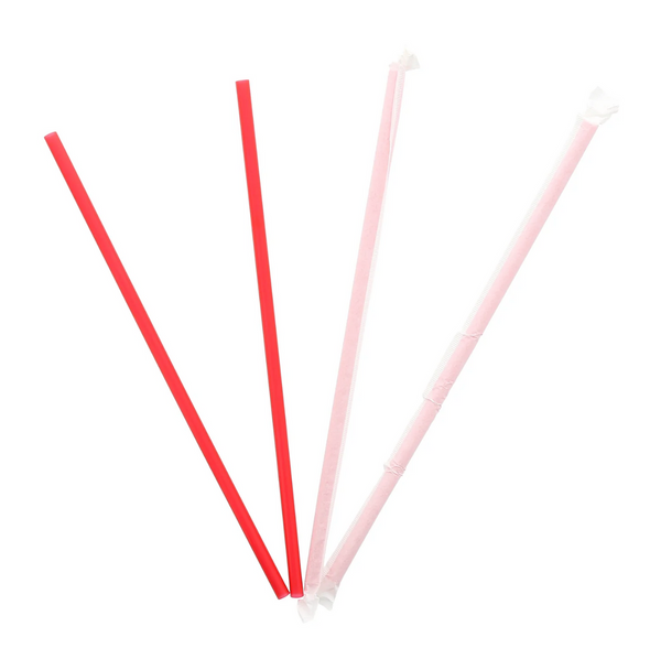 10.25" Wrapped Red Giant Straw, 4 Boxes of 300 (1200/Case)