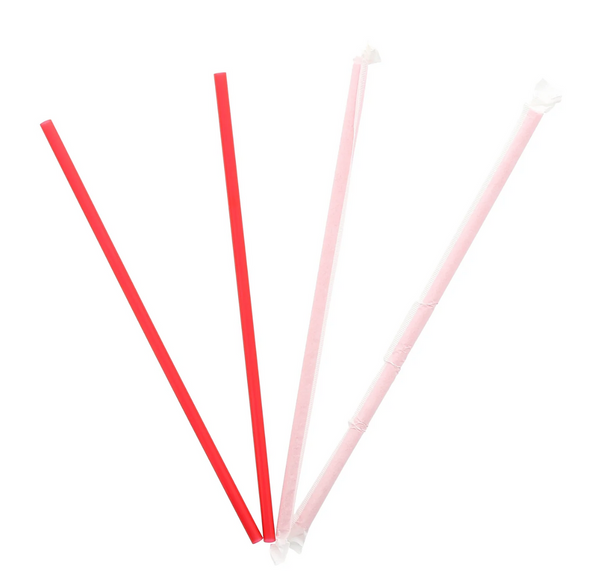 Solex 10.25" Wrapped Red Giant Plastic Straw, 4 Boxes of 300 (1200/Case)