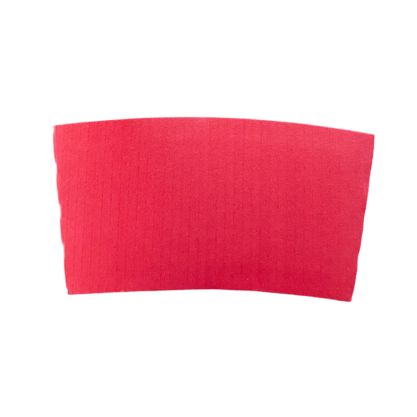 Solex matte red coffee sleeve, paper texture and front detail