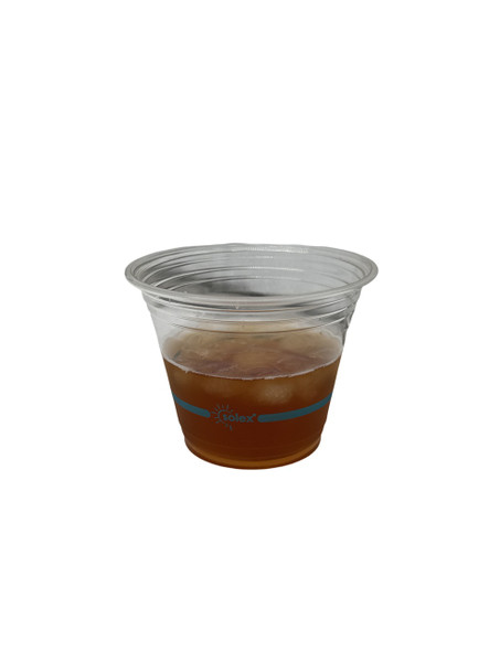 Solex 96 Series 9 oz Compostable Clear Cup w/ Blue Stripe (1000/Case)