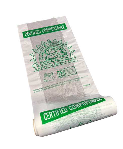 ZeroPlastic 11x4+18" (15x18") 12 Mic Translucent Compostable Produce Bag, 4 Rolls of 350 (1400/Case)