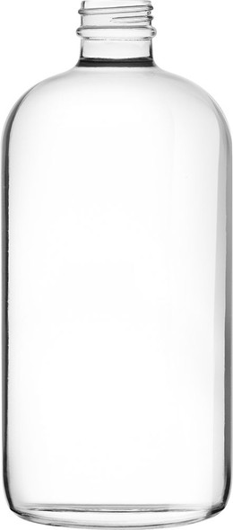 Clear Flint Boston Round Glass Bottles, 32 oz, 33-400 Neck Finish (12/Case)