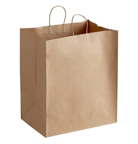 Duro Grande Natural Kraft Paper Shopping Bag, 16 x 11 x 18.25 inch (200/Case)