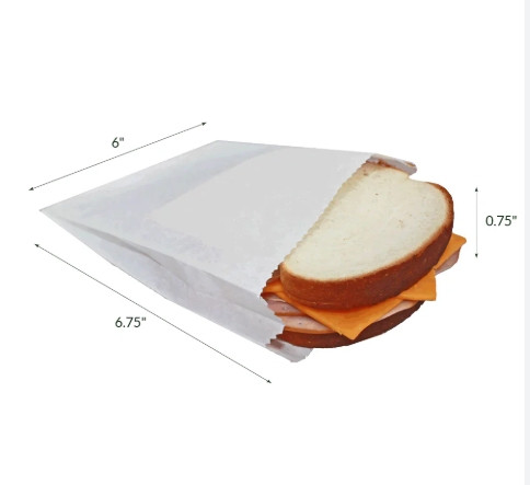 6x0.75x7.25" White Grease Resistant Sandwich Bags (2,000/Case)