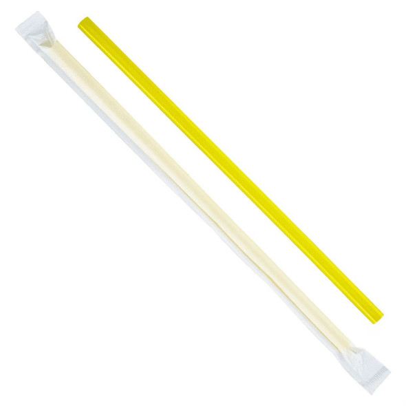 9" Yellow Giant Wrapped Straws (2,500/Case)