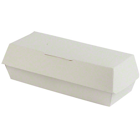 8487 7" White Hinged Hot Dog Container (400/Case)