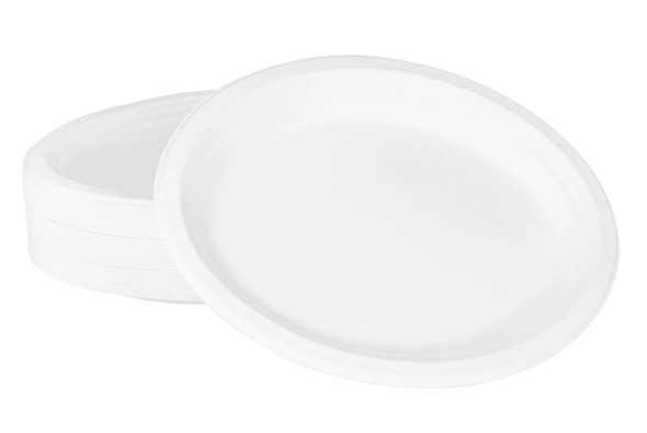 10x12.5" White Oval Sugarcane Fiber Plate/Platter (500/Case)
