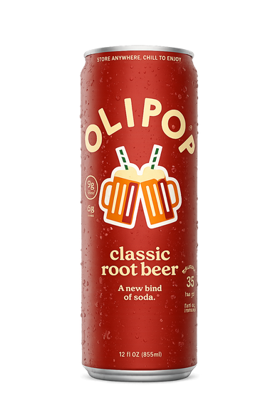 Olipop Root Beer Prebiotic Soda, 12 oz Can (12/Case)