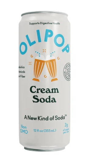 Olipop Cream Soda Prebiotic Soda, 12 oz Can (12/Case)
