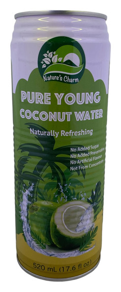 Nature's Charm Pure Young Coconut Water No Pulp, 16.57 oz (24/Case)