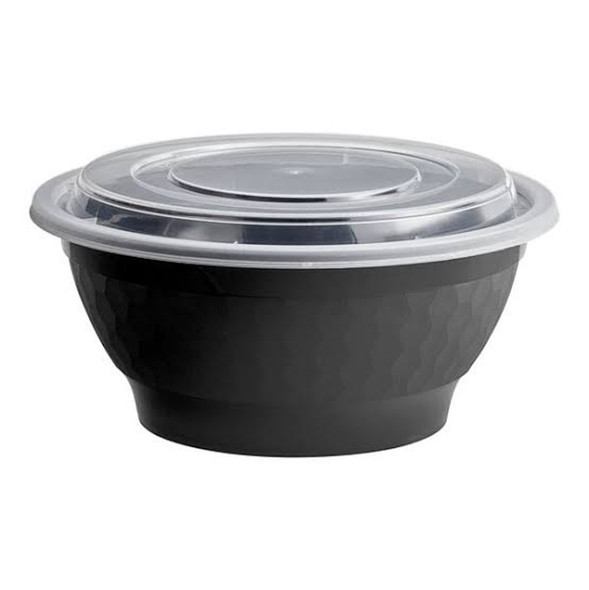 Black PP Ramen Bowl with Lid, 38 oz (150/Case)