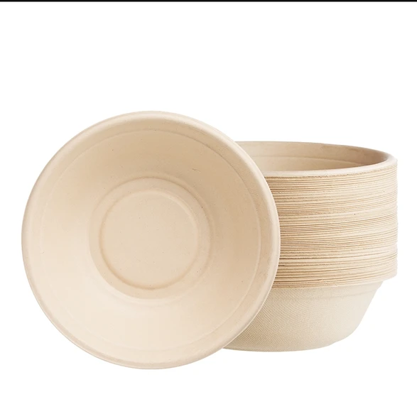 32 oz Round Coated Natural Pulp Fiber Bowl w/ PLA Lining (500/Case)