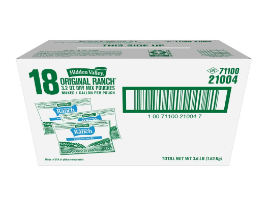 Hidden Valley Ranch Mix Packets, 3.2 oz — 18/Case