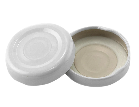 38 Lug White Metal Cap with Button — Each