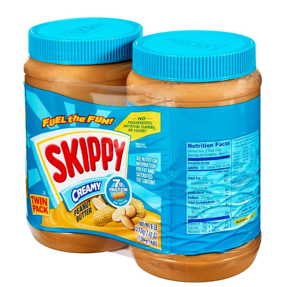 Skippy Creamy Peanut Butter, 48 oz Jars (2/Pack)