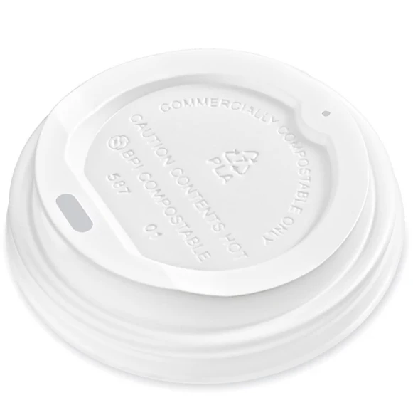 Solex 01128000 80mm Natural White Compostable CPLA Lids for 6–8 oz Paper Cups (1,000/Case)