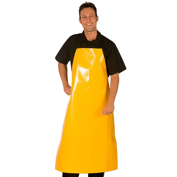888HDA-YL Yellow Extra Long Chemical Resistant Janitorial Apron (1/Each)