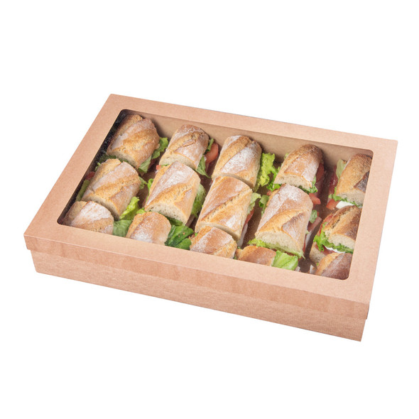 Solex 18x12x3.1" Kraft Window Catering Boxes (20/Case)