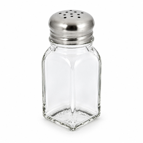 2 oz Square Glass Salt & Pepper Shakers with Mushroom Tops (12/Pack) — single item shown