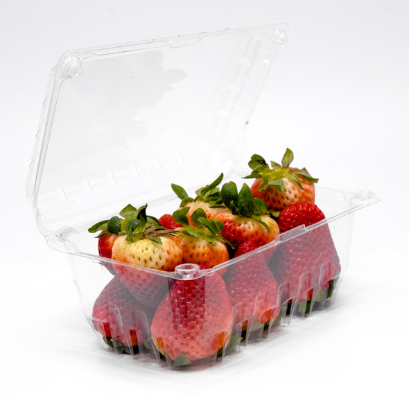 1 lb Clear Vented Strawberry & Fruit / Produce Clamshell (540/Case)