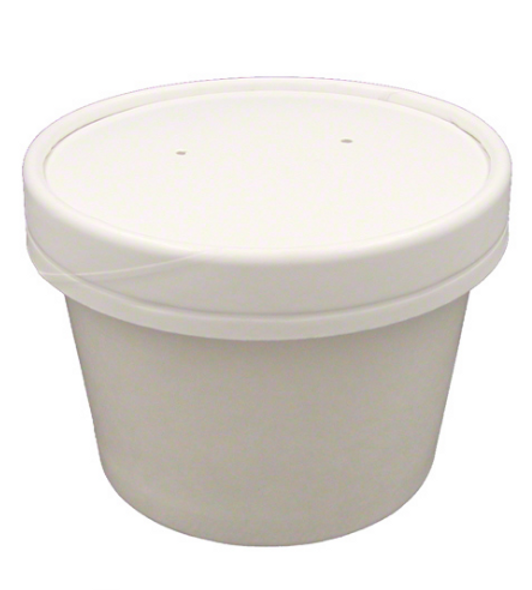 SafePro 16FCCW, 16 oz. White Paper Soup Containers Combo with Vented Lids, 250/CS