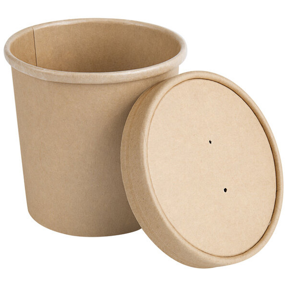 32 Oz. Kraft Paper Food Containers with Vented Lids, to Go Hot