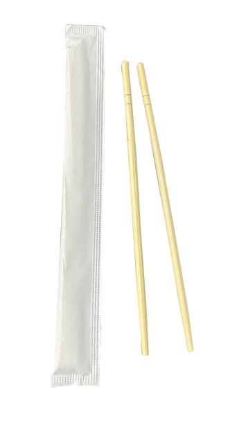 (2000) Fully Wrapped 9” Pre-Separated Round Bamboo Chopsticks, Plain White, 20 Bags of 100 (2000/Case)