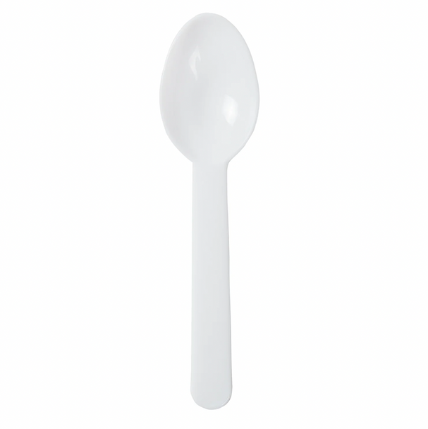 3" White Plastic Taster Spoon (3000/Case)
