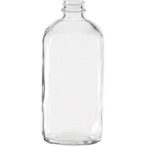 28-400 16 oz Flint Boston Round Glass Bottle, Bulk Case (60/Case)