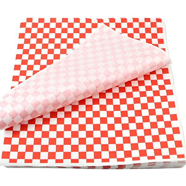 12x12" Red Checker Grease Resistant Sandwich Wrap (5/1000/Case)