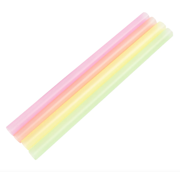 8.5"x12mm Unwrapped Mixed Neon Colossal Boba Straws, Flat End, 4 Packs of 500 (2000/Case)