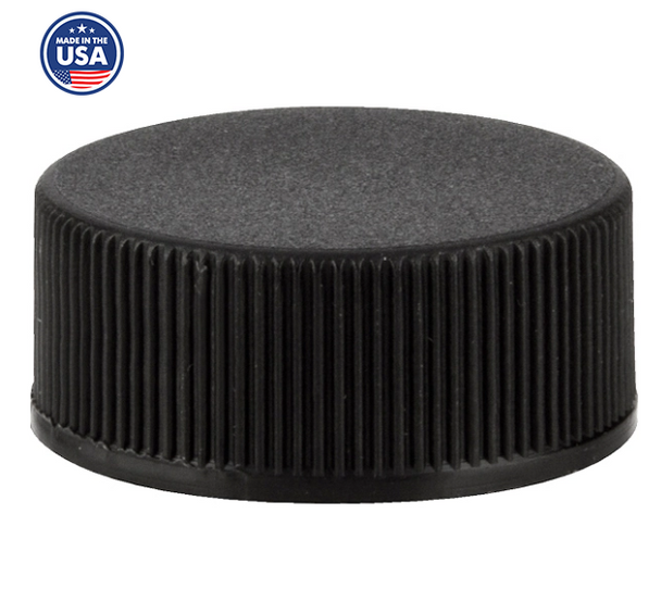 24-400 Black Ribbed PP Caps, F217 Liner (1/Each)