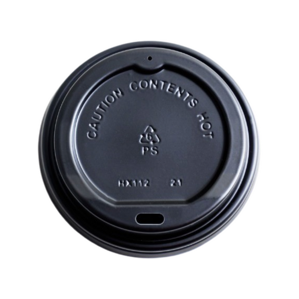 Solex 90mm Black Snap-Fit Lid for 10-20 oz Paper Hot Cups (1000/Case)