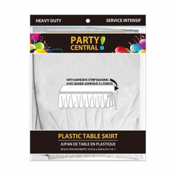 White Rectangular Plastic Table Skirt (1/Each)