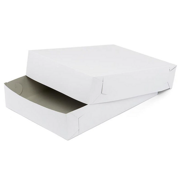 26.5x19x4" Full Sheet 2 Piece White Bakery Cake Box (50/Bundle)