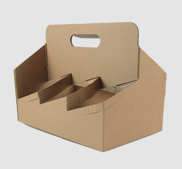 Kraft Corrugated 6 Cup Carrier w/ Handle (100/Case)