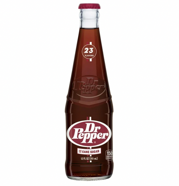 Cane Sugar Dr Pepper 12 oz Glass Bottle (24/Case)