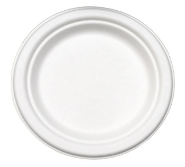 7" White Sugarcane Fiber Round Plates (1000/Case)