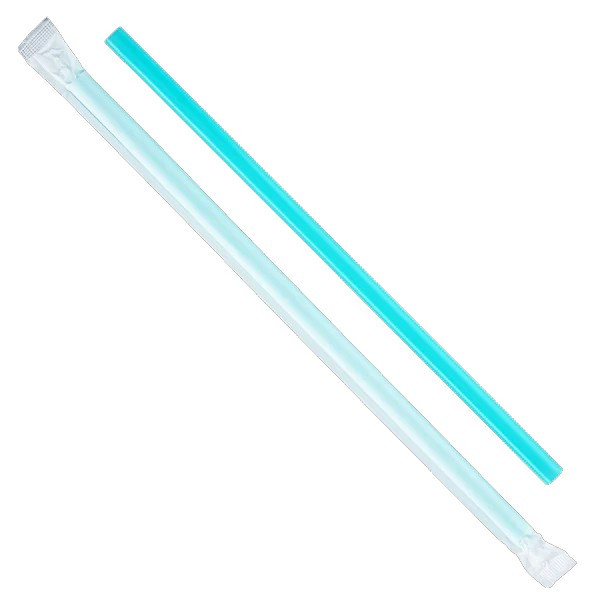 9" Aqua Blue Giant Wrapped Straws (2,500/Case)