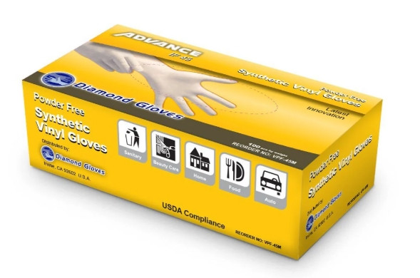 VPF-45-S Small Beige Stretch Vinyl Powder-Free Gloves (1,000/Case)