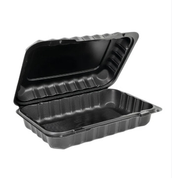 9x6" Black MFPP Hinged Container (200/Case)