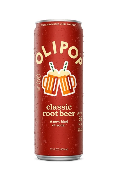 Olipop Root Beer Prebiotic Soda, 12 oz Can (12/Case)