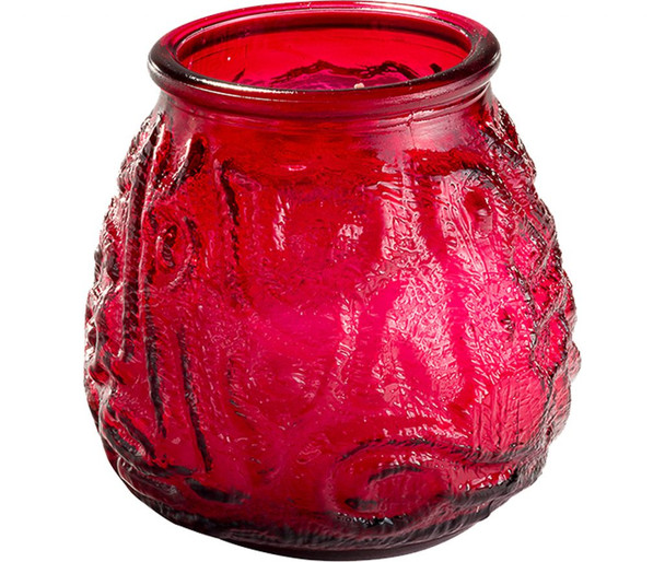 45–60 Hr Ruby Red Victorian Glass Jar Euro Wax Candles (12/Case)