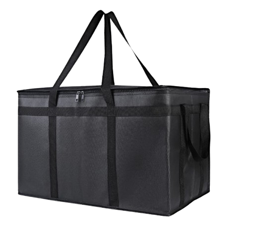 23 x 15 x 14" Black Insulated Food Delivery Bag with Handles (Each)