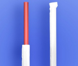7.75" Wrapped Red Giant Plastic Straws (7,200/Case) – Product View