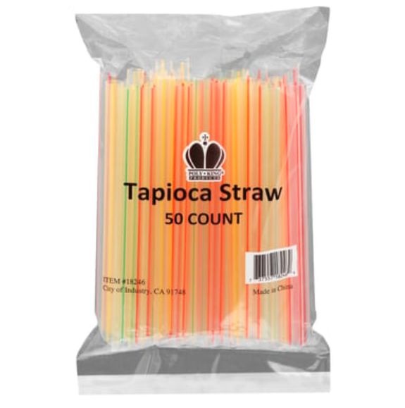 8" x 12mm Unwrapped Mixed-Stripe Colossal Boba Straws (1,000/Case) – Product View